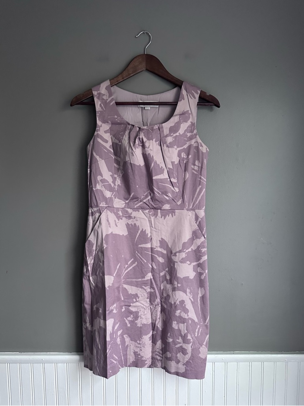 Ann Taylor LOFT Mauve & Beige Abstract Floral Sleeveless Dress – Size 6 Petite